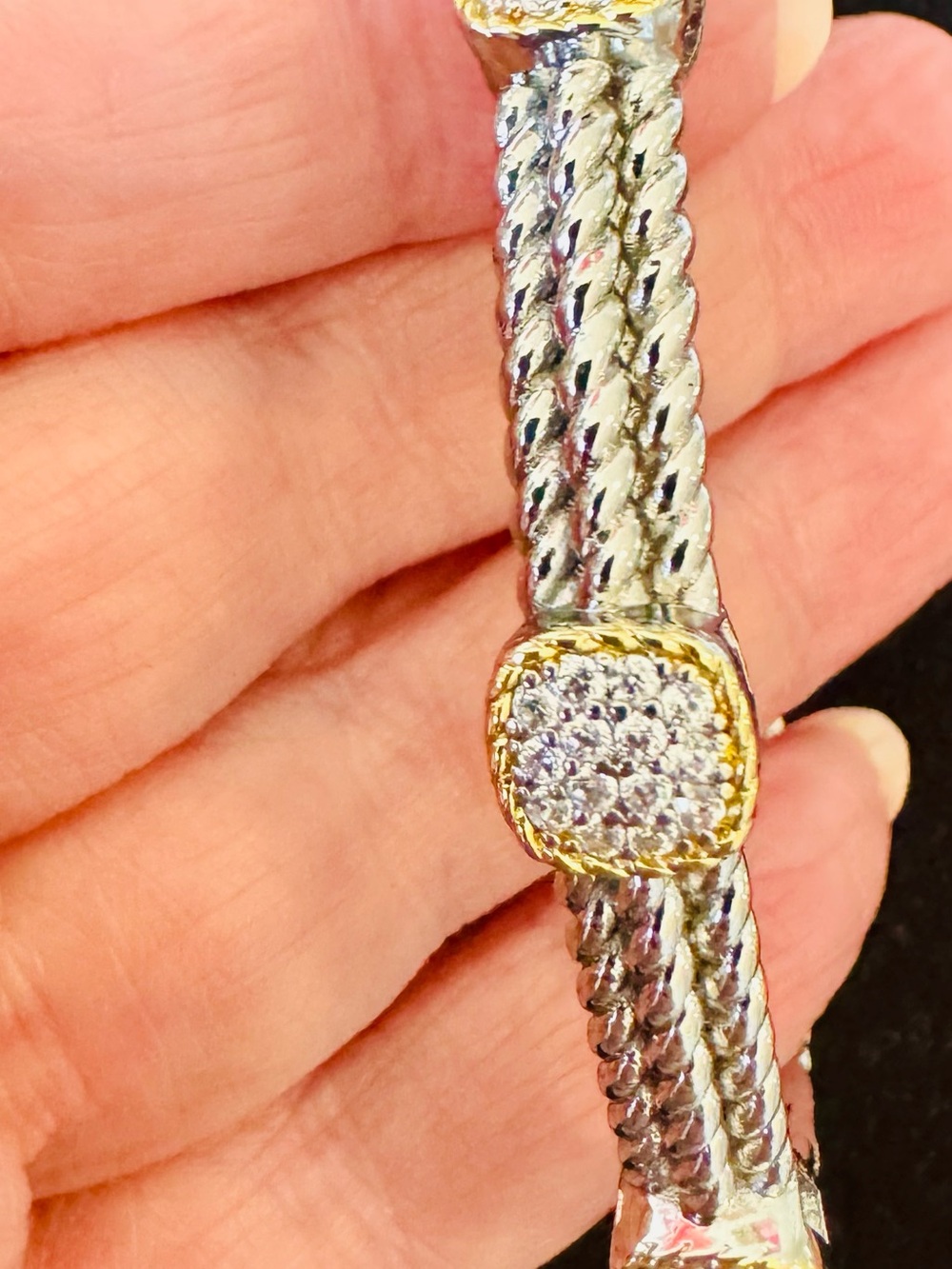 Two-Tone Silver and Gold Pavé Accent Women’s Bracelet Freida Rothman Vault